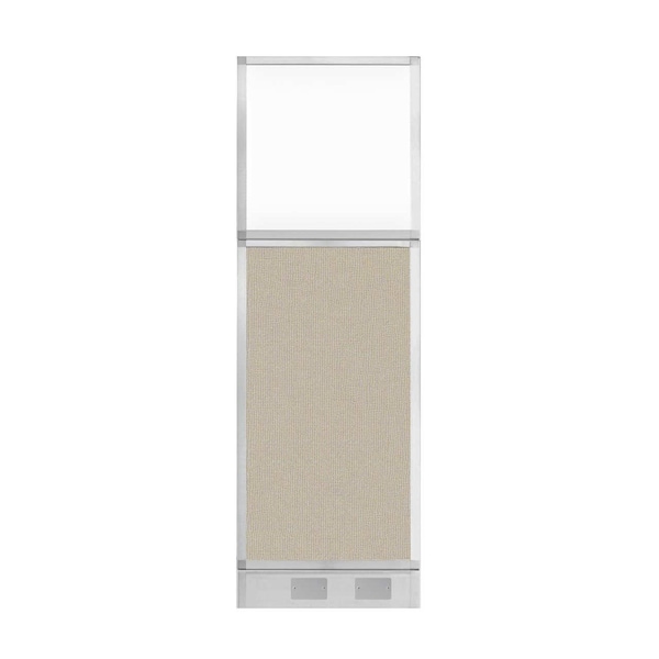 Versare Hush Panel Configurable Cubicle Partition 2' x 6' Sand Fabric Clear Window w/ Cable Channel 1856218-2 - main